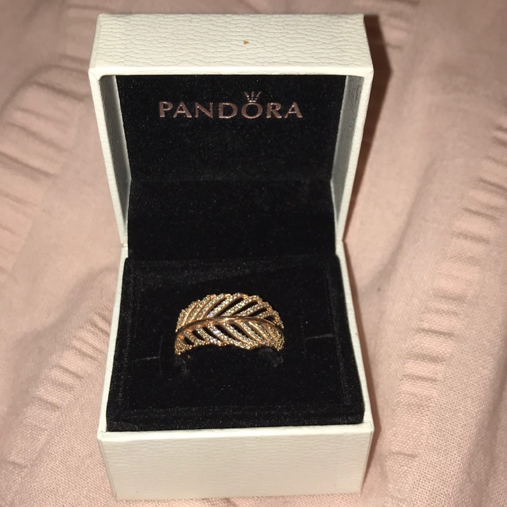 Rose Gold Feather Pandora Ring